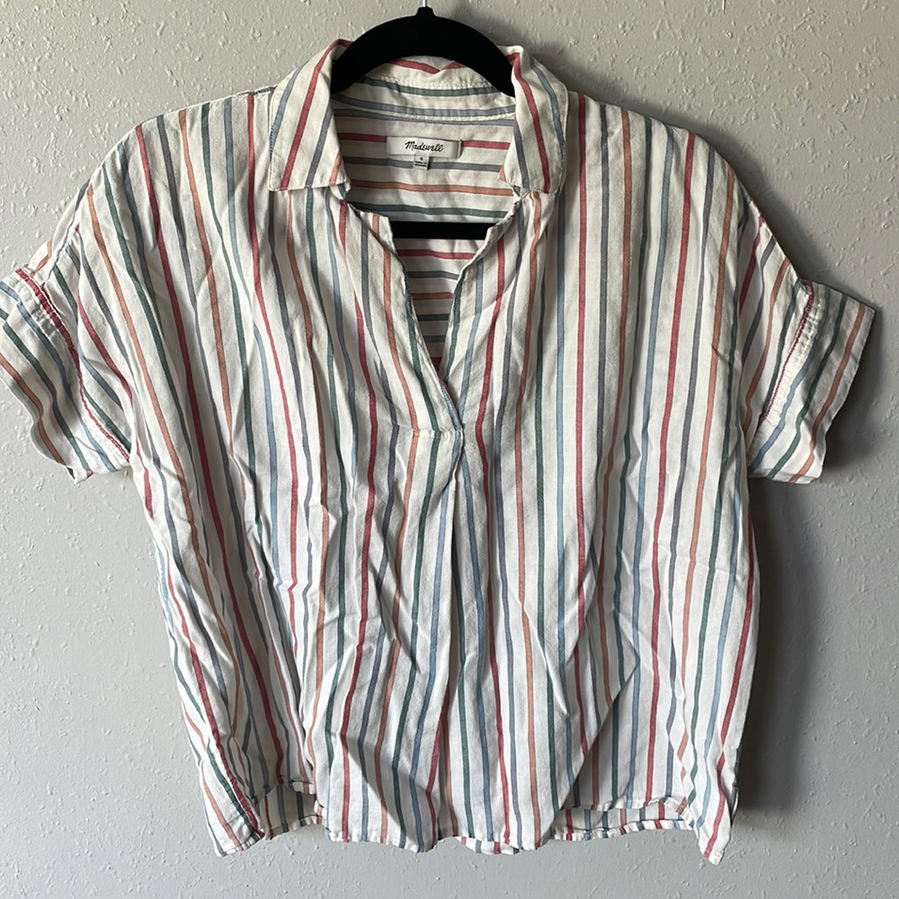 Madewell Striped Blouse, Size Small